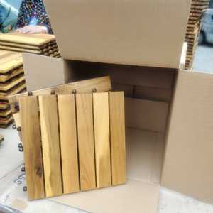 Carreaux de terrasse en bois ACACIA modernes à emboîtement de qualité supérieure 300x300mm pour balcons extérieurs à clic facile Jardins Grain de bois carré - Product Image 6