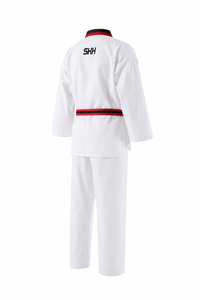 Conjunto de Uniforme de Taekwondo SHH, Dobok de Algodón Blanco con Ribete Rojo y Negro para Adultos, Ropa de Artes Marciales Unisex - Product Image 3