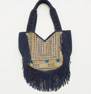 Bolso de mano bohemio con parche bordado de BANJARA, bolso de mano grande de cuero con flecos de BANJARA increíble - Product Image 2