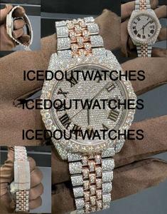 Montre automatique de luxe pour homme entièrement sertie de diamants, 40 mm, bicolore or rose, montre mécanique avec diamants Moissanite et Zircon - Product Image 4