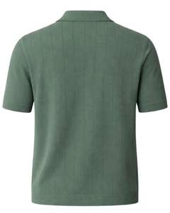 เสื้อโปโลผู้ชาย แขนสั้น ผ้าถักลายทางสีเขียว ผลิตจากผ้าฝ้ายผสม ทรงเข้ารูป สไตล์ลำลอง ผลิตโดยผู้ผลิตเสื้อผ้าชั้นนำ - Product Image 5