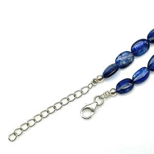 Collar de Cianita Natural con Cuentas Ovaladas Lisas, Hecho a Mano con Cierre de Plata de Ley 925, Joyería Fina para Ella - Product Image 3