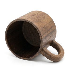 Teakwood FSC 100% Natural Solid Wooden Mug with Wood Lid Eco Friendly Rustic Tea <b>Cup</b> Handmade Portable Custom Logo <b>Personalized</b> - Product Image 4