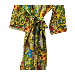 Kimono de algodón hecho a mano para mujer, estampado único, ropa de dormir de verano, cintura elástica, bata de dama de honor, talla única - Product Image 5