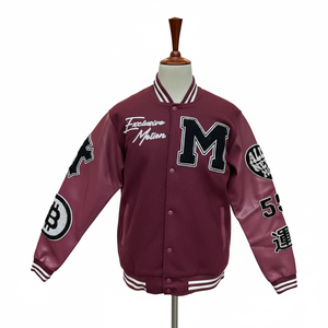 Dopest quality custom embossed embriodry logo varisty <b>jacket</b> for men with <b>leather</b> sleeves in multi colors - Product Image 5