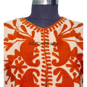 เสื้อแจ็คเก็ตผ้าฝ้ายพิมพ์ลายดอกคอตไรส์สำหรับผู้หญิง งานแฮนด์เมด ดีไซน์วินเทจ ระบายอากาศได้ดี โลโก้ด้านหลัง ครึ่งตัว สำหรับฤดูใบไม้ผลิ - Product Image 2