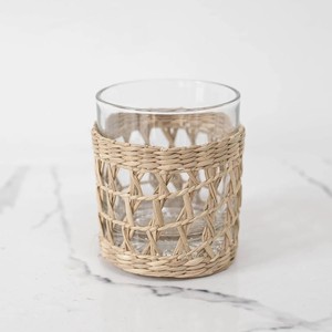 Vente en gros de verres fourniture de gobelets tissés ensemble de pichet et de verre avec support décoratif en jonc de mer - Product Image 2