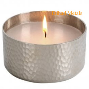 Wholesale metal <b>candle</b> vessel suitable for home decoration <b>candle</b> vessels Brass Hammered <b>Candle</b> <b>Jar</b> - Product Image 4