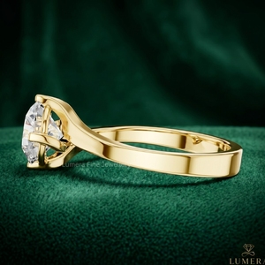 Anillo de Compromiso y Matrimonio Clásico con Diamante Cultivado en Laboratorio de Corte Redondo, Chapado en Oro de 18K de Lujo para Mujer, Certificado IGI - Product Image 2