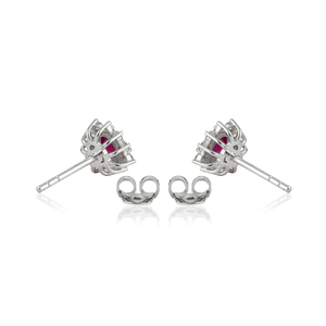Hot Selling Best Price Fine Heart Shape Ruby & Diamond Minimal Cluster <b>Stud</b> <b>Earrings</b> Girls 14K Solid White Gold Simple Jewelry - Product Image 6