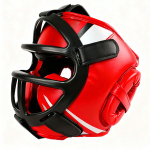 Blue PU Leather <b>Boxing</b> Head Guard with Gold Stripes Protective Gear for Adults Unisex Sports Use - Product Image 3