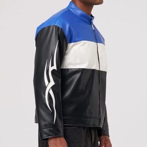 OEM Custom Embroidery Patch Genuine Cow Skin Leather <b>Racing</b> <b>Jacket</b> for Men Street Style Motorcycle <b>Jacket</b> with Letter Pattern - Product Image 3