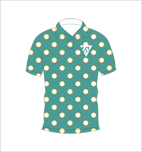 Polo pour homme vert sarcelle à pois, manches courtes, décontracté, été, col boutonné, logo personnalisé imprimé sur le devant - Product Image 1