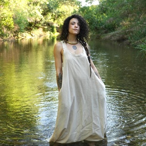 Vestido Maxi Bohemio de Algodón Crudo, Talla Única, Suave, Fluido y Cómodo para Mujer, Vestido Maxi de Fantasía - Product Image 2