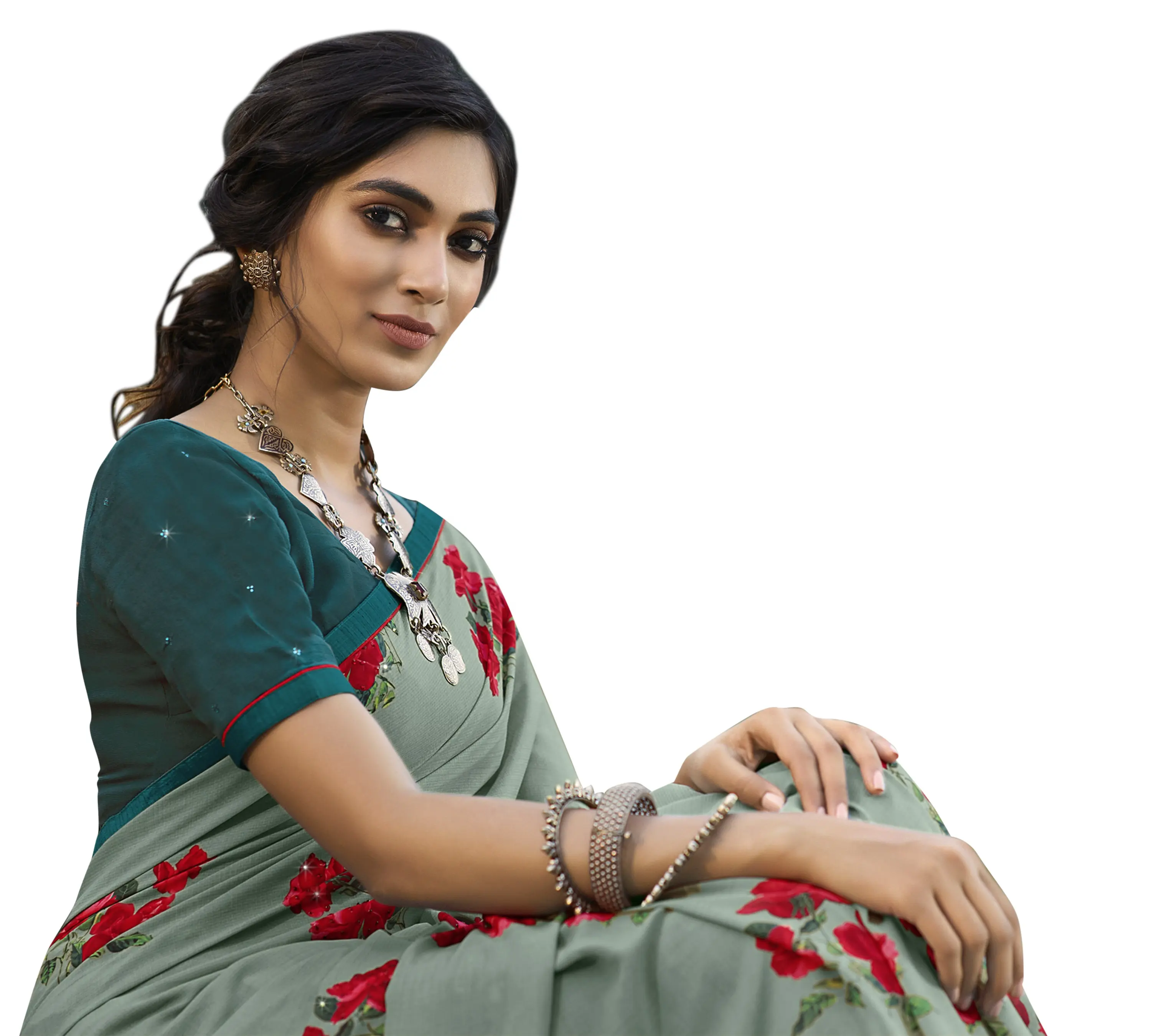 Blusa de diseñador para fiesta, Sari étnico tradicional indio con blusa estampada para mujer, Sari para mujer