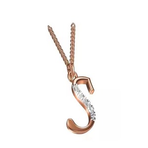 Best 925 <b>silver</b> rose Letter S Pendant With Moissanite Baguette Channel Setting Minimalist Unisex Everyday Wear - Product Image 1