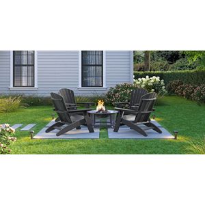 Sedia Adirondack Nera Robusta in HDPE Poly Lumber per Giardino, Patio e Relax a Bordo Piscina - Product Image 5