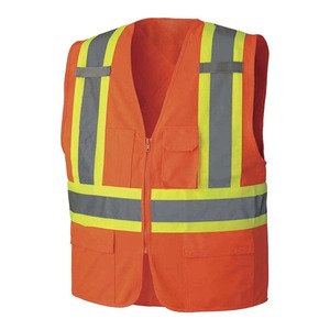 Chaleco de Seguridad Naranja de Alta Visibilidad Clase 2 ANSI, Ropa de Trabajo Reflectante con Bolsillos para Uso en Construcción e Industrial - Product Image 1