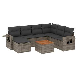 Conjunto de Sofá de Jardín de Ratán PE Gris con Patas Ajustables, Solución de Asientos Cómodos para Exteriores - Product Image 2