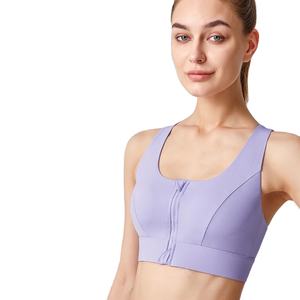 Sujetador deportivo de talla grande con cremallera frontal para mujer, venta al por mayor de fábrica, top personalizado para yoga y gimnasio con ganchos de seguridad - Product Image 1