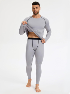 Combinaison de compression thermique pour homme de haute qualité - Ensemble 2 pièces chaud pour l'hiver avec taille élastique et logo frontal, couleurs personnalisables, ensembles pour hommes - Product Image 2