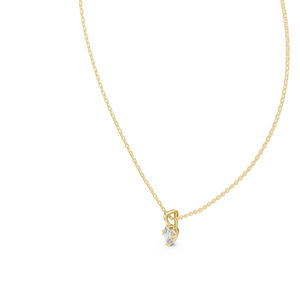 Pendentif ovale en or jaune 14 carats avec diamant de laboratoire pour femme |   Vêtements de mariée |   Nouveau diamant cultivé - Product Image 4