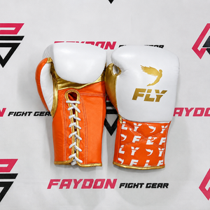 Guantes de Boxeo Personalizados Hechos a Mano de Cuero Vacuno Genuino Marrón y Blanco al por Mayor - Product Image 6