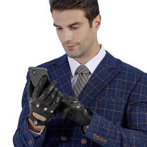 Guantes de cuero clásicos negros para hombre, guantes de moda transpirables de primera calidad, guantes de cuero para hombre de primera calidad, estilo clásico negro - Product Image 5