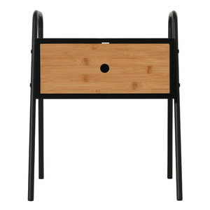 Modern Durable Adjustable Nightstand with 1 <b>Drawer</b> <b>Black</b> Solid Wood Frame Scandinavian Bedroom Furniture Storage Side Table - Product Image 3