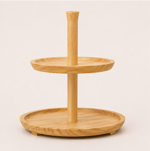Wholesale 2 Tier Wooden Cake <b>Stand</b> & Tiered Serving Tray Round Wood Dessert Display <b>Stand</b> for <b>Cupcakes</b> Reasonable Price - Product Image 5