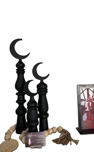 Ensemble d'appoint de table de fête de luxe avec vadrouille et incrustation de mosquée et de lune en bois pour le format suspendu de la célébration de l'Aïd au printemps - Product Image 5