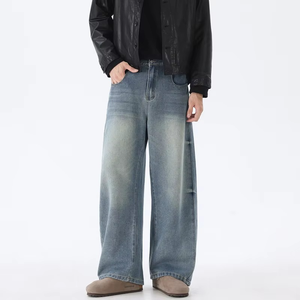 Jean en denim brut italien de haute qualité, coupe droite, jambe large, style vintage, personnalisé, en coton épais, pour homme - Product Image 6