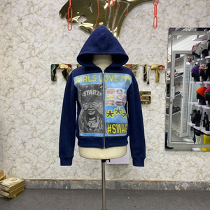 Sweat-shirt à capuche zippé Rexfit Made Teal, imprimé graphique, unisexe, coupe ample, en polaire, style hip-hop, hiver, couleur acidulée - Product Image 3