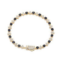 Pulsera de Plata 925 de Lujo con Diamantes, Diseño de Estrella, Corte Brillante Redondo, Engaste de Garras, Joyería Unisex para Uso Diario con Cadena de Eslabones