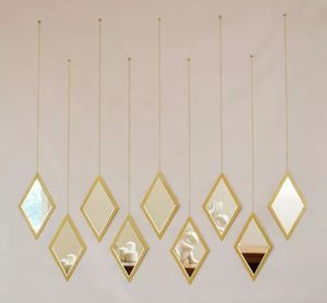 Diamond Shape Hanging Wall <b>Mirror</b> with Metal Border Wall Hanging <b>Mirror</b> | Decorative Customized <b>Mirror</b> With <b>Chain</b> - Product Image 1