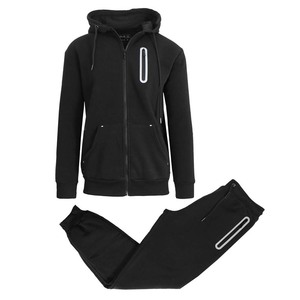Chándal Unisex Azul Marino con Capucha, Cierre Completo, Estilo Casual, con Bolsillos Laterales, Corte Regular, para Otoño, 100% Algodón, Color Sólido - Product Image 4