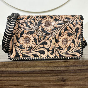 New Hand <b>Tooled</b> <b>Leather</b> Crossbody Bag for Woman's Customized Vintage Bag with Strap & Hand Slot Genuine <b>Leather</b> Ladies Handbag - Product Image 5