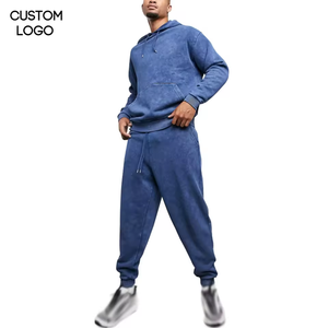 Ensemble de survêtement en molleton graphite pour homme, sweat-shirt à capuche et pantalon de jogging, deux pièces, vêtements de sport d'hiver - Product Image 1
