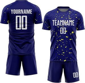 Camiseta de Fútbol Personalizada para Hombre, Azul Sublimado, Manga Corta, Nombre del Equipo Impreso, Secado Rápido, Ajuste Atlético, Ropa Deportiva para Adultos - Product Image 1
