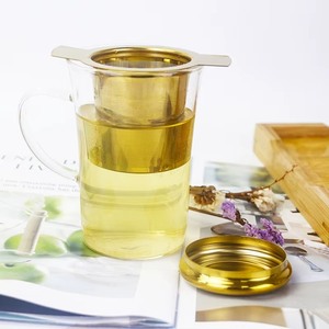 Fantastic Kitchenware Golden Metal Tea <b>Strainer</b> Fine <b>Mesh</b> Filter With Dual Handles For Brewing - Product Image 6