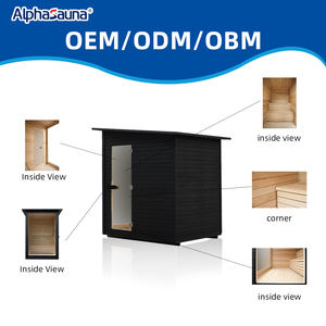 Sauna extérieur moderne et élégant en bois massif avec poêle Harvia 6 kW et <span class=keywords><strong>piscine</strong></span> froide personnalisable - Product Image 3