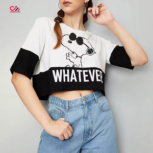 Prix de gros Nouveauté T-shirts crop top pour femmes à imprimé sérigraphié, look tendance, qualité supérieure, meilleure référence - Product Image 1