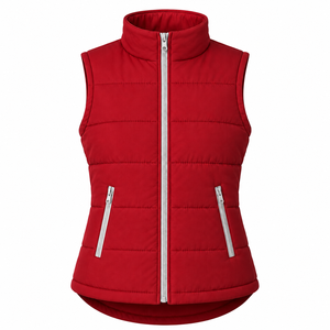Chaleco Acolchado sin Mangas para Mujer al por Mayor, Cuello Alto, Bolsillos con Cremallera, Color Sólido, Personalizado, Cálido de Invierno, de Poliéster/Nylon - Product Image 1