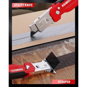 2-in-1 Heavy Duty Zinc Alloy Utility Knife 12pcs SK2 <b>Box</b> Cutter Blade Retractable Design and <b>Storage</b> <b>Folding</b> Design - Product Image 3
