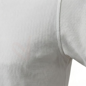 Polo Oxford blanc à manches courtes pour homme avec poche, décontracté, respirant, coupe classique, design tissé uni - Product Image 5