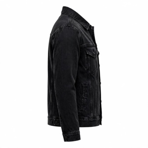 Men's Black Denim <b>Jacket</b> Casual Turn-down Collar Button Closure Regular <b>Fit</b> Solid Color Autumn Wear - Product Image 5
