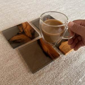 Handmade Eco-Friendly Acacia Wood <b>Epoxy</b> <b>Resin</b> Coasters Square <b>Table</b> Mats Solid Pattern Home Decor Wedding Drink Mats - Product Image 4