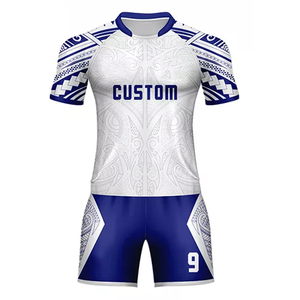 ชุดรักบี้คุณภาพสูง ไซส์ใหญ่ ระบายอากาศได้ดี พิมพ์โลโก้ทีมด้วยเทคนิค Sublimation ผลิตจากโพลีเอสเตอร์ 100% ดีไซน์ใหม่ ชุดรักบี้ชาย - Product Image 1