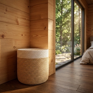 Natural Fiber Storage <b>Baskets</b> Sleek Woven Bin Handcrafted Laundry <b>Hamper</b> Balinese Artisan Minimalist Organizer Boho Home Decor - Product Image 4
