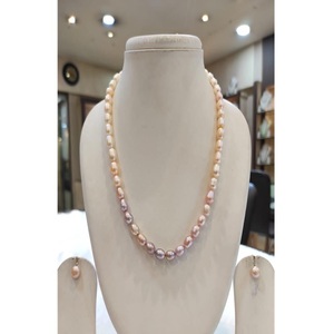 Alluring Premium Quality Imitation Pearl Long Mala Pearls 1 Row Necklace Earring Set Women Girls Weddings Engagements - Product Image 1